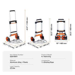 Chariot pliant en aluminium robuste, chariot à main convertible avec poignée rétractable, chariot pliable pour le déménagement - Product Image 2