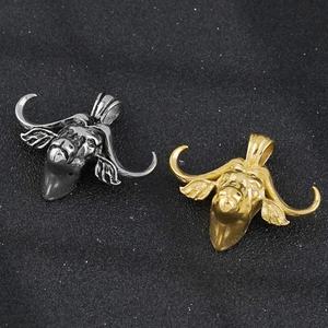 Pendentif Tête de Taureau Creuse Polie Haute Brillance pour Homme en Acier Inoxydable, Style Punk, Personnalisable, Collier Tête de Taureau - Product Image 3