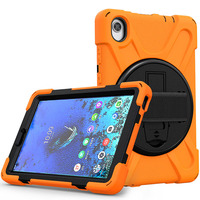 El kayışı ve rotasyon kickstand üzerinde arka kapak silikon hibrid PC tablet kılıfı için Lenovo Tab M8 2020 8.0 inç TB-8705F sert kabuk