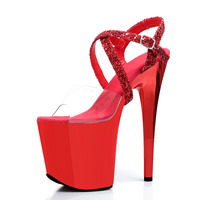 Nouvelles sandales à lanières cheville tendance, plateforme électroplaquée 20 cm, chaussures sexy pour pole dance, sandales élégantes pour soirées en club