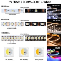 Tira de Luces LED Inteligente RGBW WS2812b RGB LED Programable de Píxeles, ODM/OEM DC5V SK6812, Tira de Luces LED RGBIC WS2812