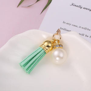 Porte-clés à pompon DIY 10 couleurs, pompons en perles tendance, pendentif en cuir pour porte-clés - Product Image 2