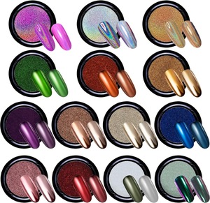 Ensemble de poudre à ongles chromée 14 couleurs, effet miroir magique, pigment en poudre, paillettes métalliques pour la décoration des ongles, manucure, salon - Product Image 1