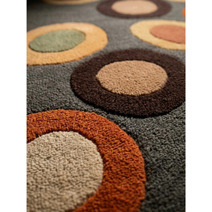 Alfombra Moderna con Diseño Abstracto de Círculos, Rectangular, de Lana y Acrílico, con Pelo Medio, Base de Goma, para Sala de Estar - Product Image 5