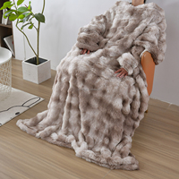FY Luxuriöse Koreanische Nerz-Imitat Raschel-Decke 100% Polyester Einfarbiges Muster Stricktechnik