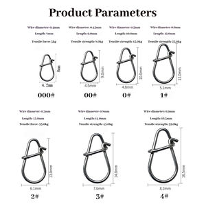 100 pièces en acier inoxydable <span class=keywords><strong>carpe</strong></span> matériel de pêche japonais Snap pivotant et connecteur de leurre, résistant antirouille pour la pêche - Product Image 5