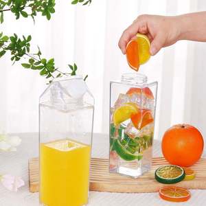 Bouteilles d'eau de sport portables en plastique transparent carrées personnalisées de 500 ml sans BPA - Product Image 3