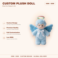 Figurine en peluche ange personnalisée, jouet en peluche doux, personnage de dessin animé en peluche, poupée en peluche à ailes bleues pour cadeau et Halloween
