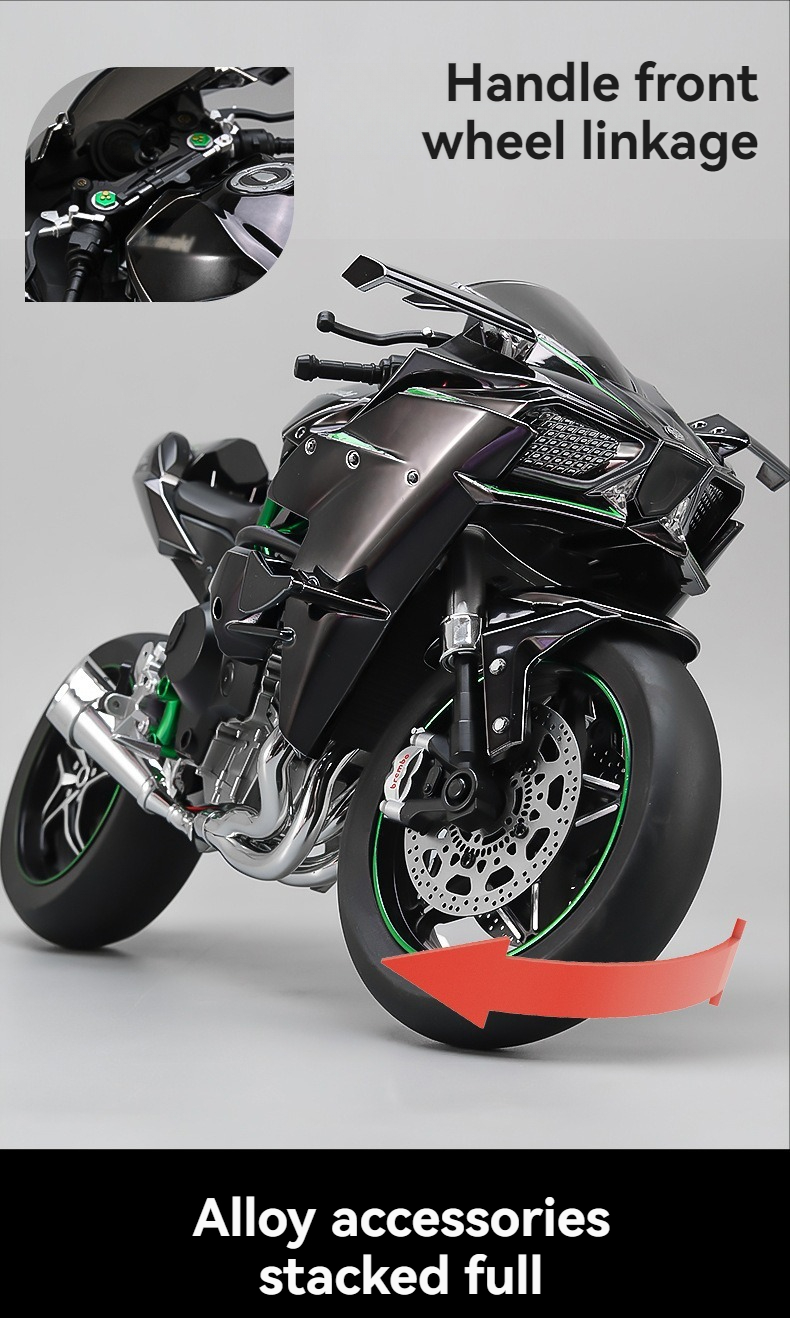 Kawasaki Ninja H2R 1/6 合金バイクモデル 可動フィギュア付 1:6 Kawasaki Ninja H2R Diecast Motorcycle Model Toy - Metal