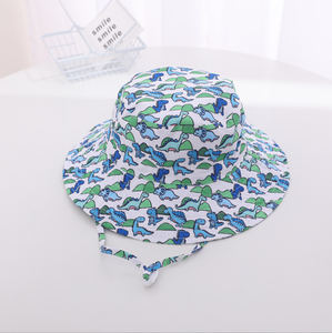 Protezione solare modelli stampati cappello per bambini bambini ragazzi ragazze a tesa larga cappello da gioco estivo in cotone cappello a secchiello per bambini con sottogola - Product Image 4