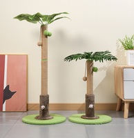 Griffoir pour chat en forme de cocotier, en bois de sisal naturel, avec grande balle interactive, pour chats d'intérieur, écologique, facile à assembler, vêtements pour animaux de compagnie