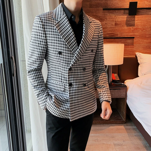 Vestes à <span class=keywords><strong>carreaux</strong></span> à la mode <span class=keywords><strong>Blazer</strong></span> décontracté pour hommes Veste de costume une pièce Slim Fit Male Coat Fashion In Stock costumes pour hommes <span class=keywords><strong>blazer</strong></span> - Product Image 3