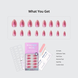 Uñas Postizas Cortas de Almendra, Uñas Artificiales de Alta Calidad al por Mayor, Uñas de Gel Suave Rosa Cromado de Lujo - Product Image 2