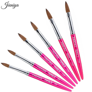 Pinceaux de <span class=keywords><strong>manucure</strong></span> stylo outils fournisseur Fuchsia métal poignée cheveux naturels acrylique Nail Art brosse - Product Image 3