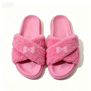 Sweet Woman Sky Blue Soft Fleece Faux Fur Slippers Padded Strap Air <b>Cushion</b> Farmhouse ODM Service Bulk Discount Modern Woman Bal - Product Image 2