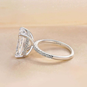 Bague de fiançailles en argent sterling 925 SPJ, taille radiant 7x9 mm, <span class=keywords><strong>3</strong></span> <span class=keywords><strong>carats</strong></span> CZ, pour femmes, bijoux fins de luxe pour mariage - Product Image 2