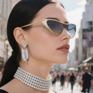 2025 nuevas gafas de sol de ojo de gato de alta calidad para mujer estilo europeo americano Hip-Hop UV400 <span class=keywords><strong>lentes</strong></span> gafas de sol de una pieza - Product Image 2