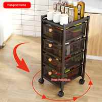 Chariot de rangement multi-niveaux intérieur à roulettes avec paniers en maille extractibles pour fruits, légumes et condiments