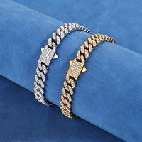 Bracelet cubain en moissanite 8 mm serti de pierres, fermoir en acier inoxydable, bijoux hip-hop pour hommes et femmes, 7/8/9 pouces, en stock