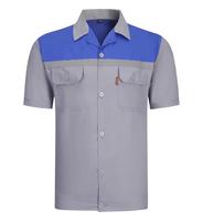 Tenue de travail unisexe d'été en CVC à manches courtes, deux pièces, pour la construction et la réparation automobile, respirante, grandes tailles, avec logo personnalisé