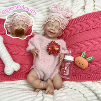 Poupée Reborn réaliste en silicone de 18 pouces à bouche ouverte, poids de bébé réel, toucher doux, poupée d'art de collection pour les amateurs de Reborn
