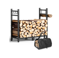 Support de rangement moderne en métal pour bûches de jardin, pour foyer extérieur et foyer de jardin