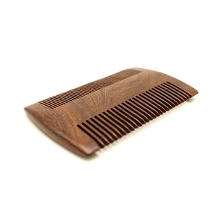 Oro nero di legno di sandalo double-sided largo del dente barba pettine con logo - Product Image 4