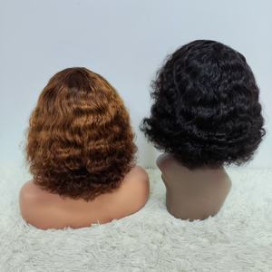 โปรโมชั่น Letsfly วิกผมบราซิลแบบ Bob พร้อมหน้าม้า ราคา 29 ดอลลาร์ ไม่มีเชือกผูก แบบลอนน้ำ 12 นิ้ว ผมแท้แบบดิบ ขายส่ง ผมหยิกธรรมชาติ 200% - Product Image 2