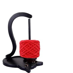 Black Cat Yarn Rack Wooden Crochet Yarn Spool Rotating Stand Solid Wood Knitting Yarn Ball Rack <b>Desktop</b> Use - Product Image 1