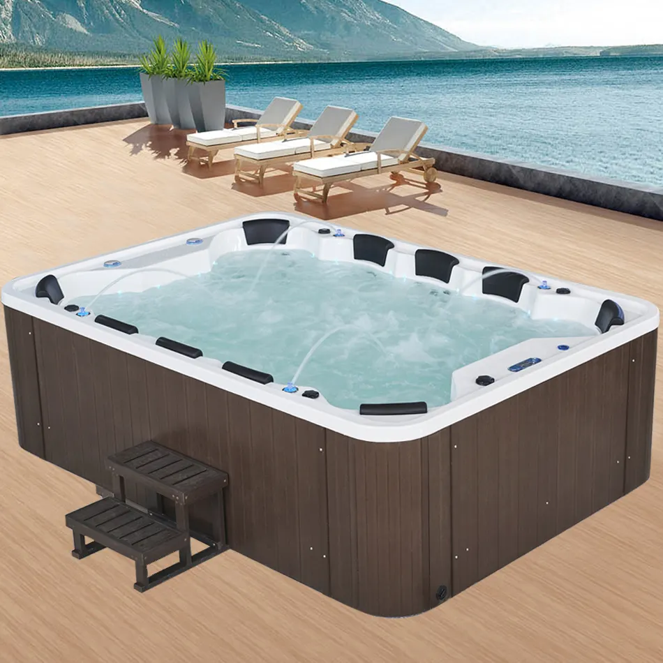 Groothandel Goedkoopste Moderne Outdoor-Whirlpool 10 Zits Hot Tubs Spa Bad Eindeloze Zwemspa Zwembad Hottub Outdoor
