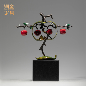 <b>Copper</b> And Gold Years Peace And Safety Brass Apple Ornament For Home Decoration Table Top Decor Housewarming Gift - Product Image 2