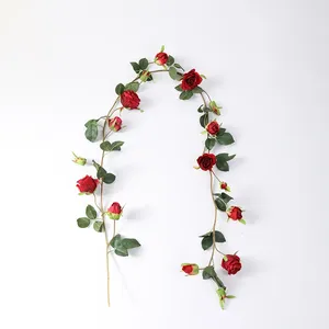 <span class=keywords><strong>Guirlande</strong></span> de roses artificielles à tige robuste avec feuilles vertes, <span class=keywords><strong>guirlande</strong></span> murale pour la maison et les mariages - Product Image 1
