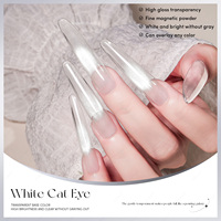 JTING Cat Eye Gel Polish Putih Baru, Basis Transparan, Warna Jernih, Bubuk Magnetik, Cat Eye Gel Polish Bebas Hema/TPO, Cat Kuku