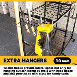 Support organisateur d'outils <span class=keywords><strong>de</strong></span> jardin en métal personnalisé support <span class=keywords><strong>de</strong></span> rangement d'outils <span class=keywords><strong>de</strong></span> jardin roulant d'angle avec roues - Product Image 3