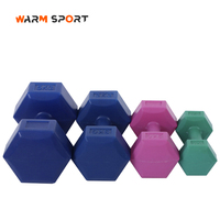 Dumbbell PVC Hexagonal Isi Semen, Beban Tangan Plastik untuk Latihan Kekuatan di Rumah & Gym, Logo Kustom Diterima, OEM Diterima