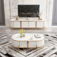 Meubles de salon en vente flash : ensemble de meuble TV et table basse modernes et luxueux, finition brillante