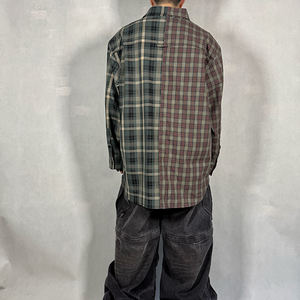 Abbigliamento da uomo all'ingrosso con bottone Plus Size camicie a quadri 100% cotone a manica <span class=keywords><strong>lunga</strong></span> Patchwork camicie di <span class=keywords><strong>flanella</strong></span> - Product Image 2