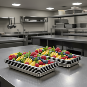 Bac de cuisson vapeur profond 20 x 12 x 2 pouces, taille standard, fabrication en acier pour cuisine commerciale - Product Image 2