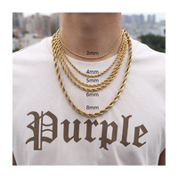 Collier chaîne torsadée en acier inoxydable 316 avec logo personnalisé, plaqué or 18 carats, bijoux en gros, épais, étanche, hypoallergénique