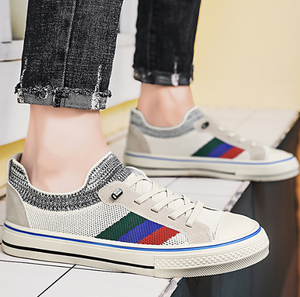Wholesale Custom Breathable Knit Mesh Suede Patchwork Color <b>Block</b> Lightweight Vulcanized Men Casual Sport Sneakers Shoes - Product Image 3