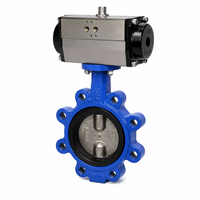 Vanne papillon pneumatique à double demi-arbre en fonte ductile de 12 pouces avec siège EPDM, disque en acier inoxydable 304, API609, pour liquides réfrigérés, OEM/ODM