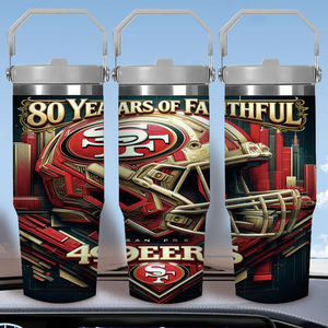 Tumbler in Acciaio Inox da 30oz, 80° Anniversario dei <span class=keywords><strong>San</strong></span> Francisco 49ers, Regalo Perfetto per i Fan, Disponibile nei Magazzini USA - Product Image 2