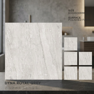 กระเบื้องพอร์ซเลนขัดเงาสูงสีเทา Dyna Grey ขนาด 600x600 มม. ลายหินอ่อนสีเทา สำหรับปูพื้นภายใน - Product Image 4