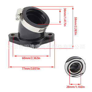 อุปกรณ์เชื่อมต่อคาร์บูเรเตอร์รถจักรยานยนต์ Zuqing ขนาด 28 มม. สำหรับรถออฟโรด UTV ATV อะแดปเตอร์ยาง - Product Image 1