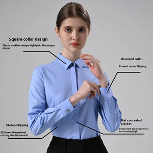 כפתור נשים למטה שרוול ארוך חולצה עבודה במשרד, בתוספת גודל נשים xxxxxxxxxl שמלת שמלת חולצות עסקים לנשים - Product Image 2