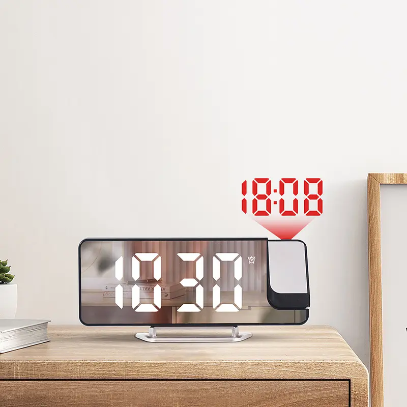 Y188 NOUVEAU LED Réveil à projection numérique Réveil électronique de table avec projecteur de temps de projection Horloge de chevet de chambre à coucher