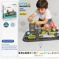 Bloques de Construcción Magnéticos para Ingeniería de Construcción de Carreteras de 7.5CM, 58 y 80 Piezas, Juguete Educativo STEM DIY para Niños, Venta al Por Mayor