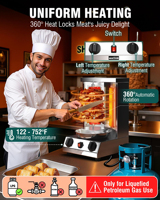 Four à shawarma moderne pour usage domestique et extérieur, gaz/électrique, rôtissoire verticale, 2 brûleurs, multifonctionnel, rotatif