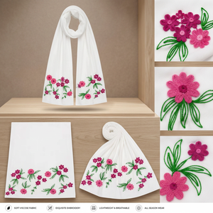 Modern Floral Embroidered Viscose <b>Shawl</b> Lightweight Breathable Scarf <b>for</b> <b>Women</b> Daily Fashion and Outwear - Product Image 2