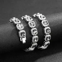 NL2068 Bijoux à breloques gris carré en alliage de sucre et de diamant Collier à chaîne cubaine pour femmes hommes 12mm Fashion Black Glass Charm